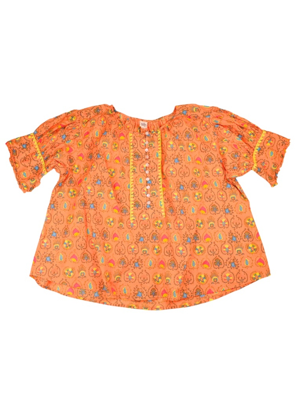 Ivy Jane Orange Boho Printed Blouse S/M